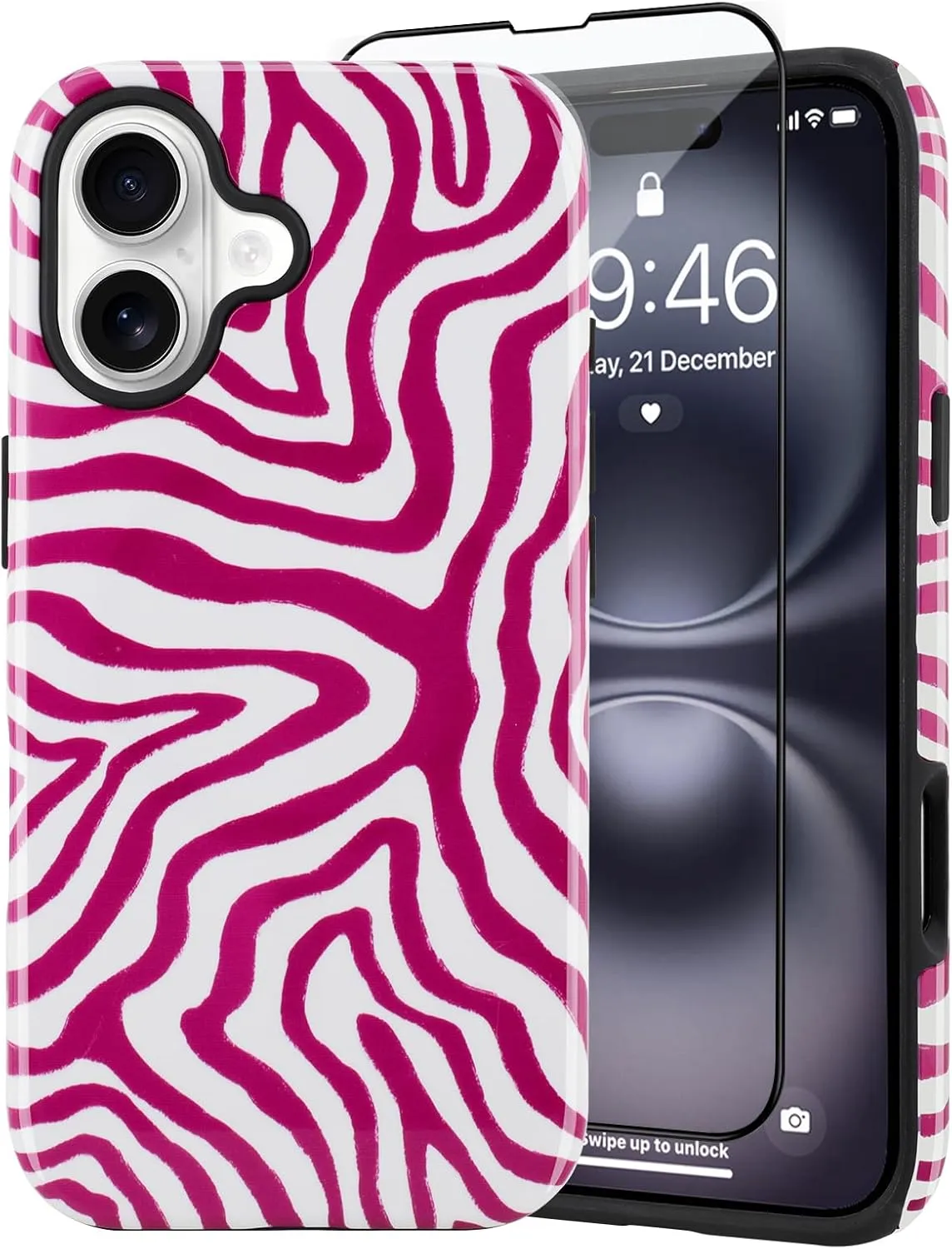 SAKUULO Magnetic for iPhone 16 Red Ocean Waves Print Pattern [Compatible with MagSafe] Wireless Charge Strengthen Protection Cover, Red Ocean Waves (6.1")