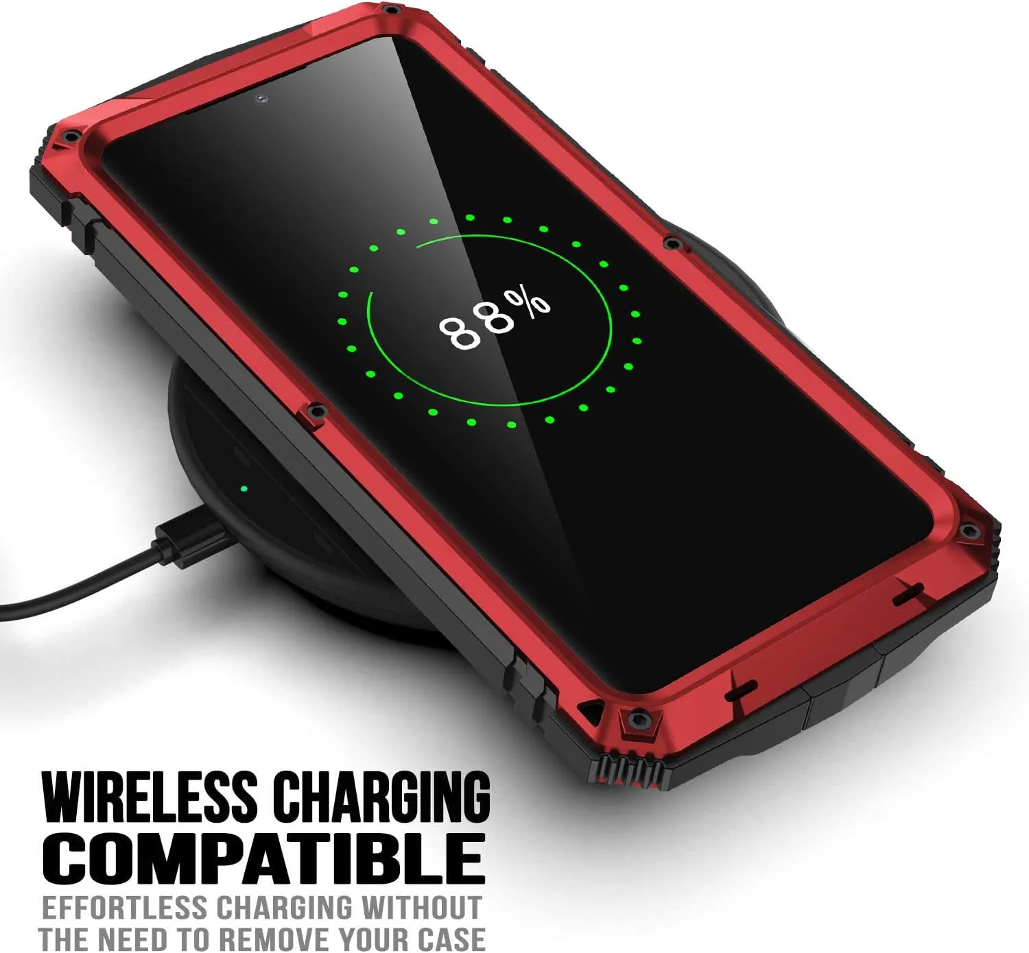 Samsung Galaxy S21 Ultra Metal Cases Built-in Screen Protector Stand Durable Full Body Heavy Duty Shockproof Drop Tested case for S21 Ultra 5G (Red, S21 Ultra)