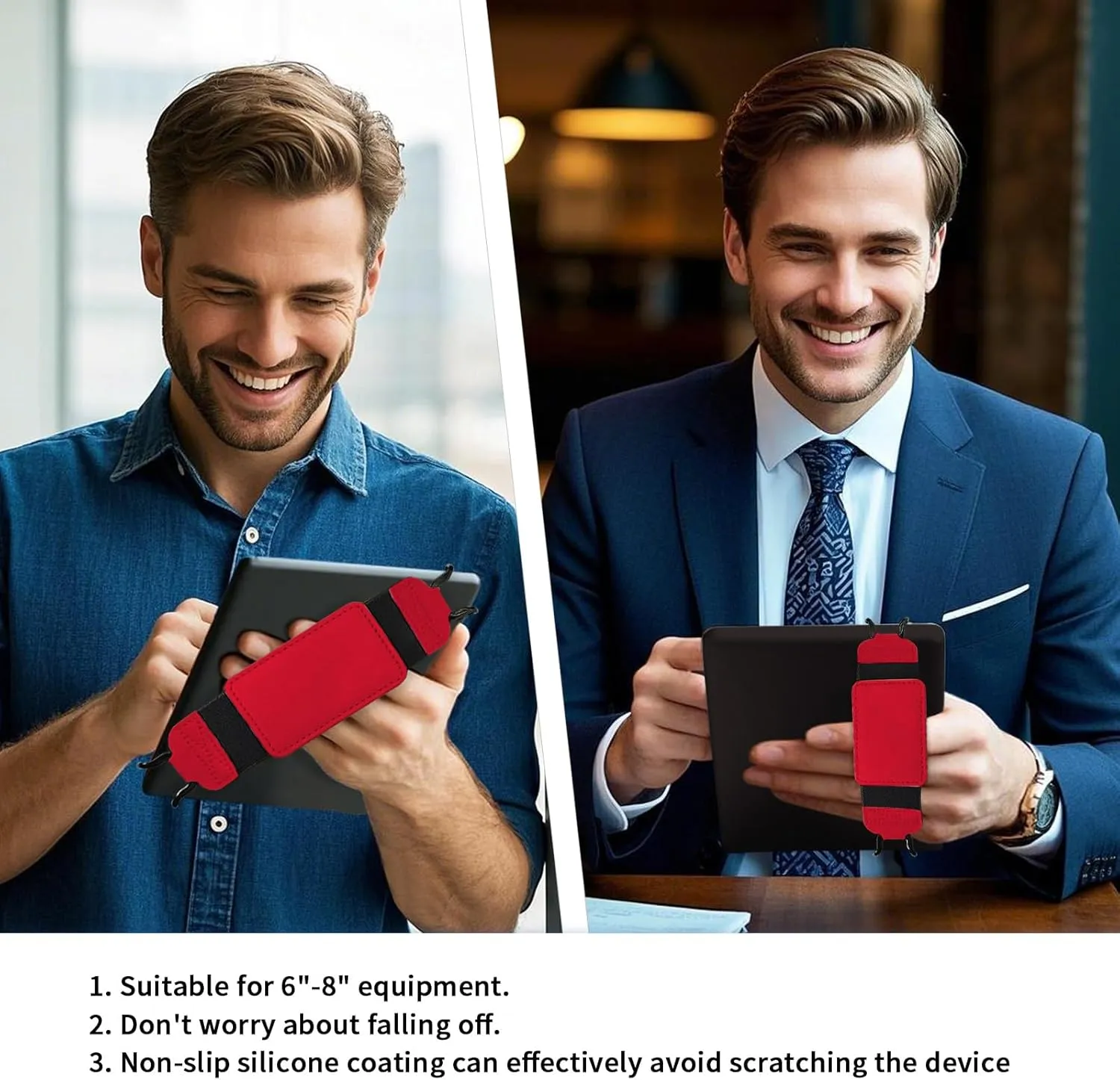 Secure Hand Strap for 6-8" Kindle and Tablets, Handle Grip for Tablet eReaders Fire Tablet - Kindle/Kobo/Voyaga/Lenovo/Sony Kindle E-Book Tablet(Red)