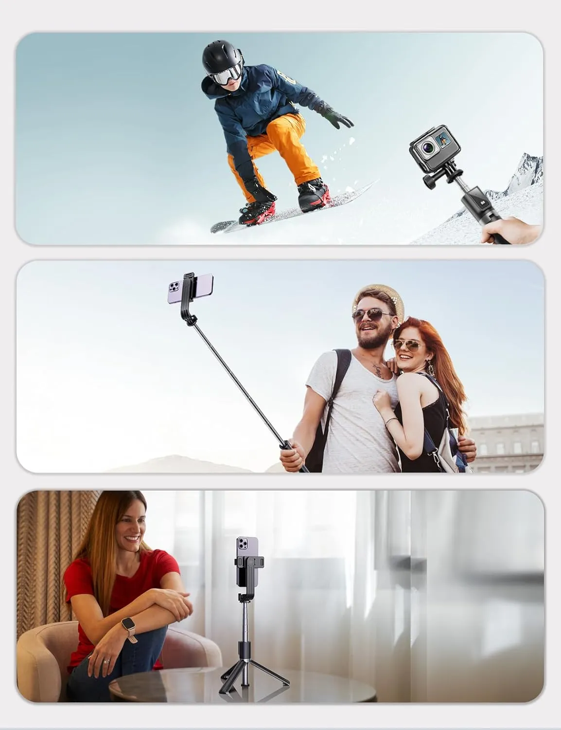 Selfie Stick Tripod with Remote, Extendable 360 Rotatable Selfie Stick, 41.7" Phone Tripod Stand for Cell Phone Filming Compatible with iPhone Samsung Android Smartphone Gopro