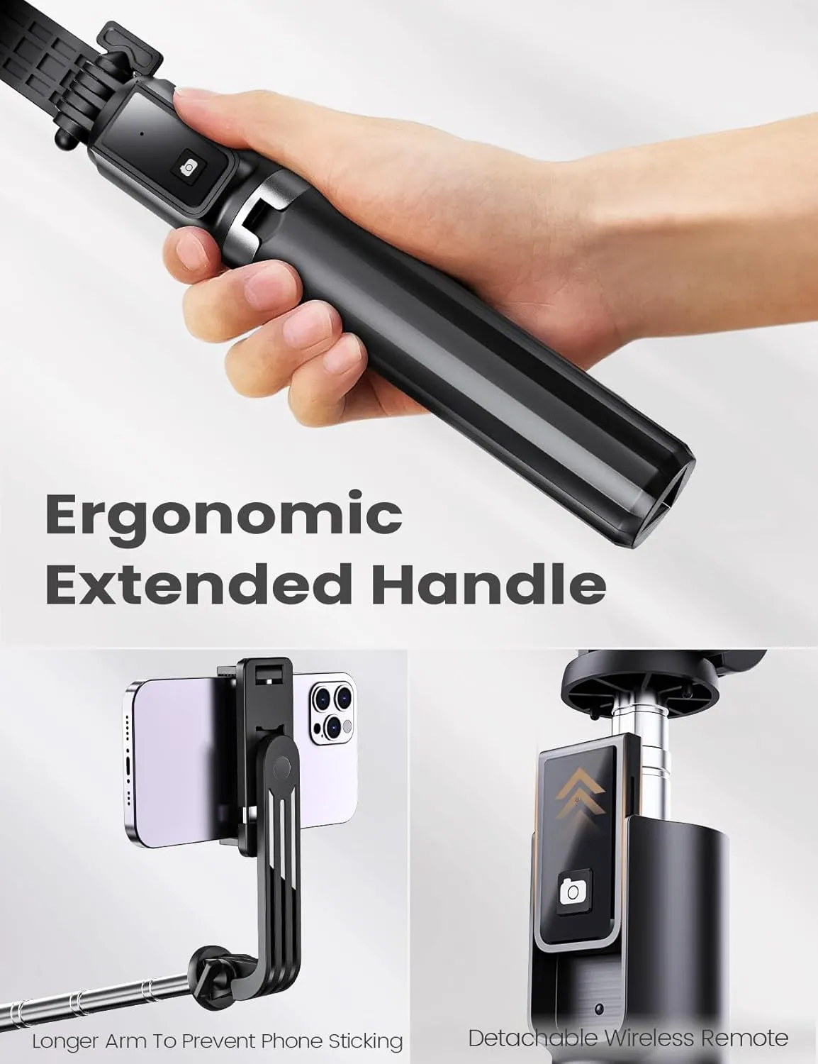 Selfie Stick Tripod with Remote, Extendable 360 Rotatable Selfie Stick, 41.7" Phone Tripod Stand for Cell Phone Filming Compatible with iPhone Samsung Android Smartphone Gopro