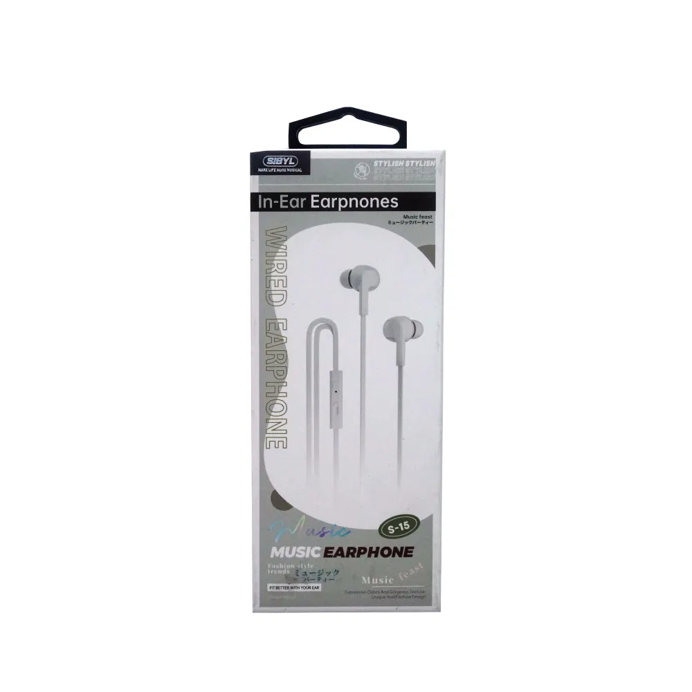 SIBLY Wired Earphone 3.5mm S-15 (120cm)