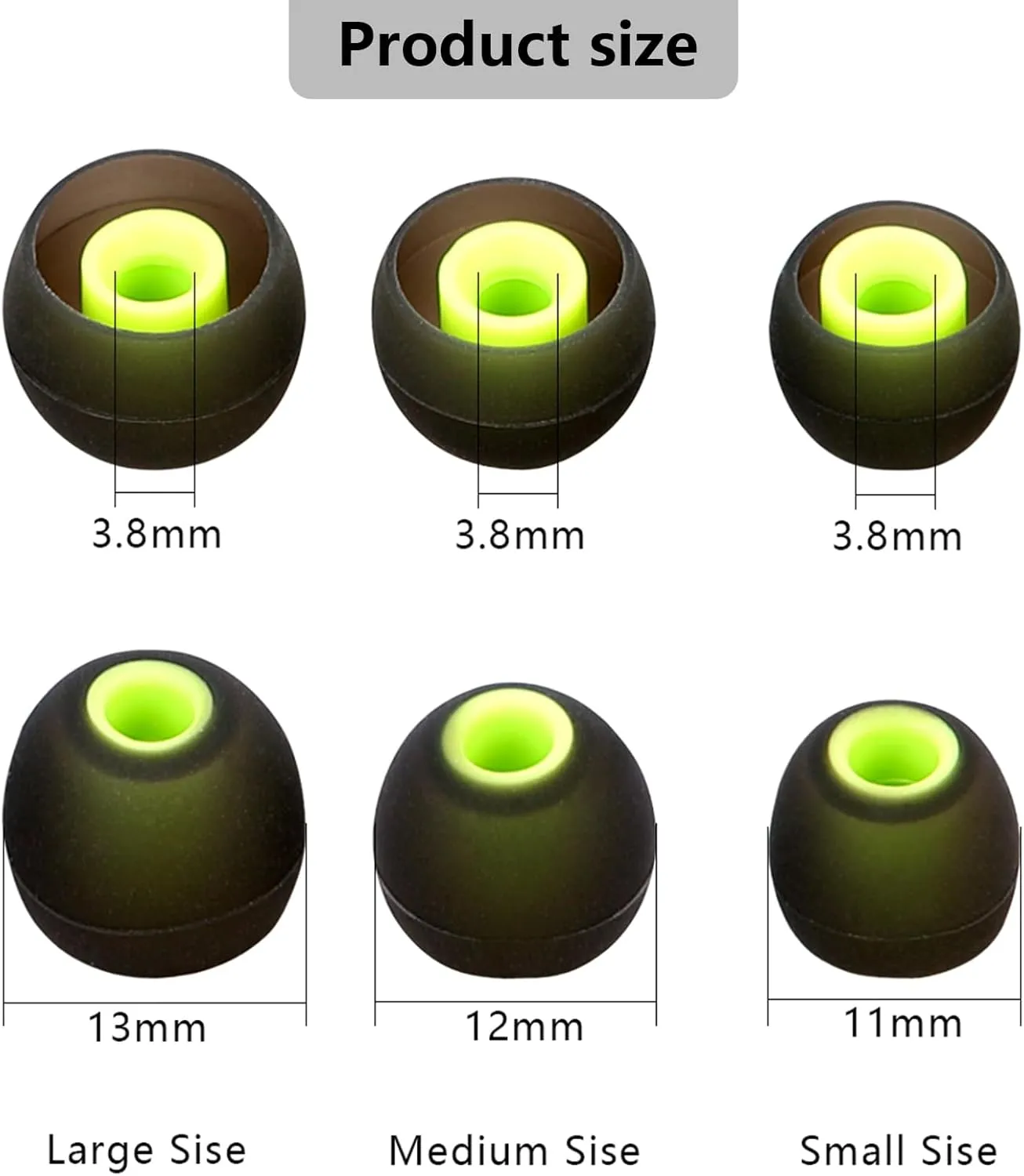 Silicone Replacement Earbud Tips Earbud Covers Fit for in-Ear Headphones (Inner Hole 3.8mm -5.1mm) Earbud Replacement Tips Earbud Rubber Tips 9 Pairs S/M/L