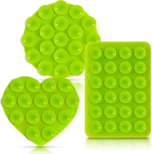 Silicone Suction Phone Case Mount  Sticky Grip Holder for Selfies & Videos, iPhone & Android Compatible, Durable, Hands-Free Suction, Adhesive Silicone Phone Suction Mount - Green
