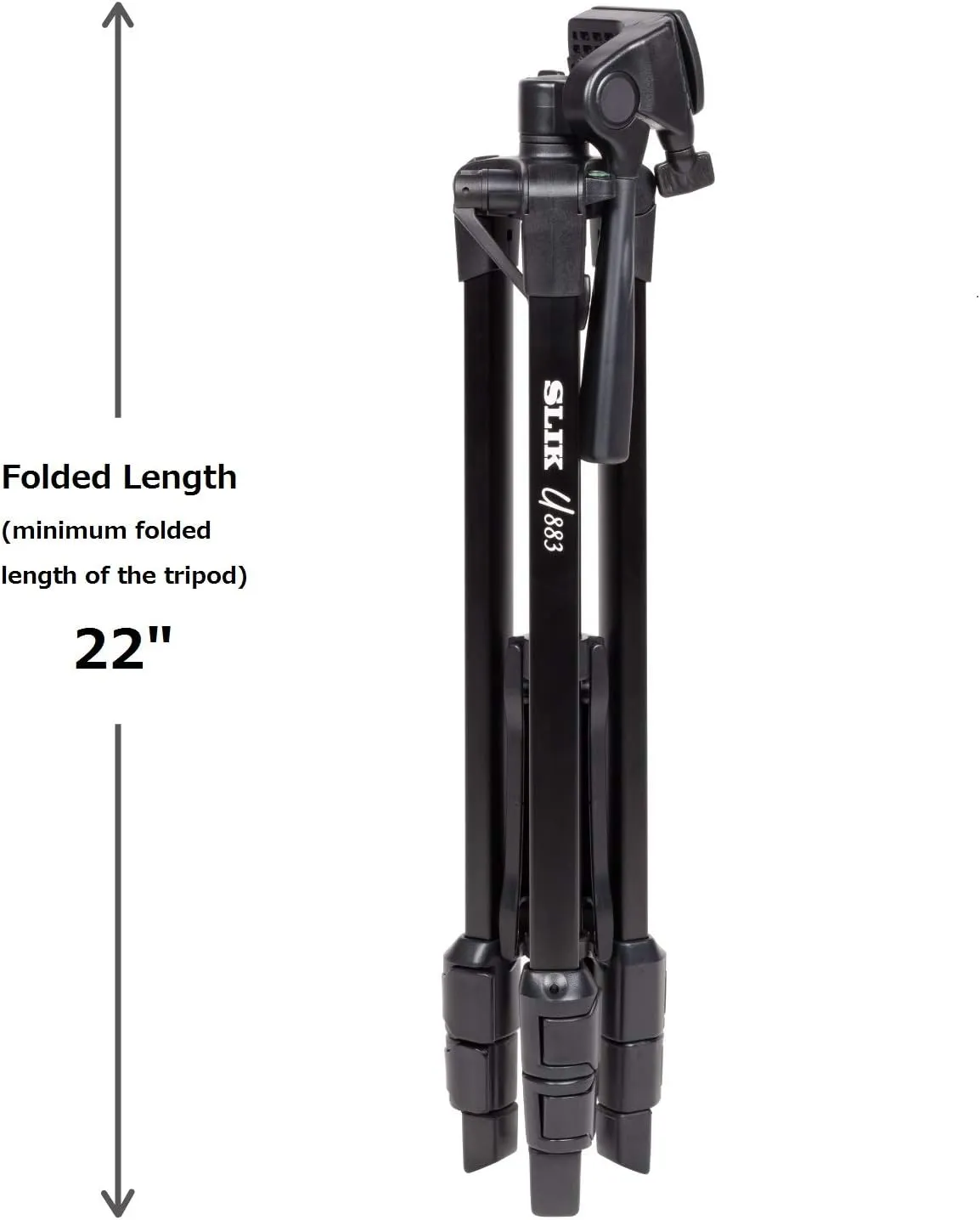 SLIK U883 3-Stage Compact Lightweight Folding Aluminum Travel Portable DSLR/SLR Video/Camera Tripod with 3-Way Pan Head for Canon Nikon Sony Cameras with Carry Case - Black (612-686)