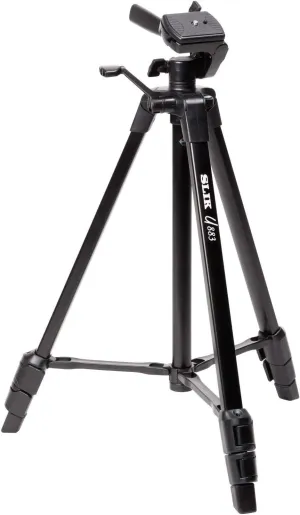 SLIK U883 3-Stage Compact Lightweight Folding Aluminum Travel Portable DSLR/SLR Video/Camera Tripod with 3-Way Pan Head for Canon Nikon Sony Cameras with Carry Case - Black (612-686)