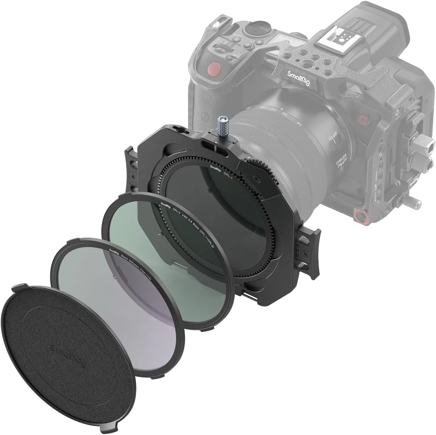 SmallRig Filter Kit with Adjustable Clamp from 67mm - 82mm, with CPL Filter and Black Diffusion 1/4 Filter, for DSLR Mirrorless Cameras - 4412