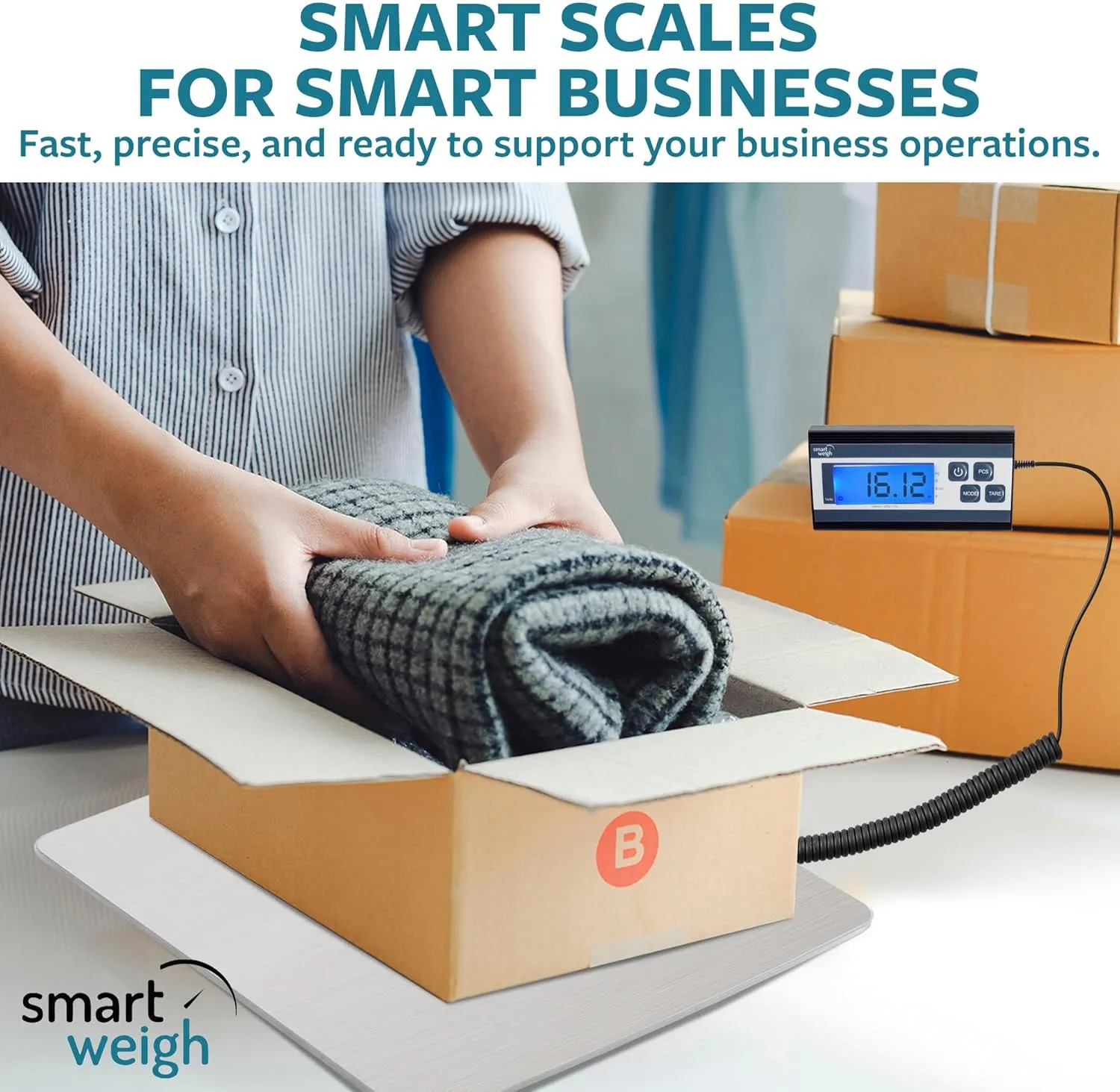 Smart Weigh 440 lbs x 1 oz. Digital Heavy Duty Shipping and Postal Scale, Package Scale with Durable Stainless Steel Large Platform, Post Office Postal Scale and Luggage Scale