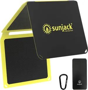 SunJack 15 Watt Foldable IP67 Waterproof ETFE Monocrystalline Solar Panel   10000mAh Power Bank with USB-A and USB-C for Cell Phones Tablet and Portable for Backpacking, Camping, Hiking and More