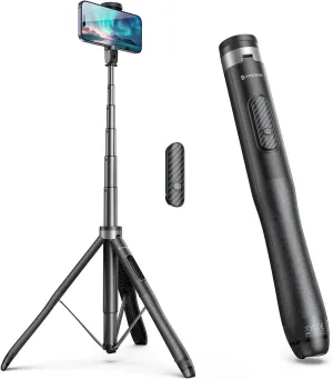 SYNCWIRE 53.5" Phone Tripod, Selfie Stick Tripod with Bluetooth Remote, All-in-One Aluminum Phone Tripod Stand for 4-7 iPhone and Android Smartphones, Black