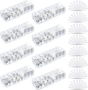 Tatuo 8 Pcs Cable Organizer Box with Wire Ties Cord Storage Charger Box Plastic Electronics Organizer with 8 Removable Divider Cable Storage for Office Home Desk Accessories (Clear)