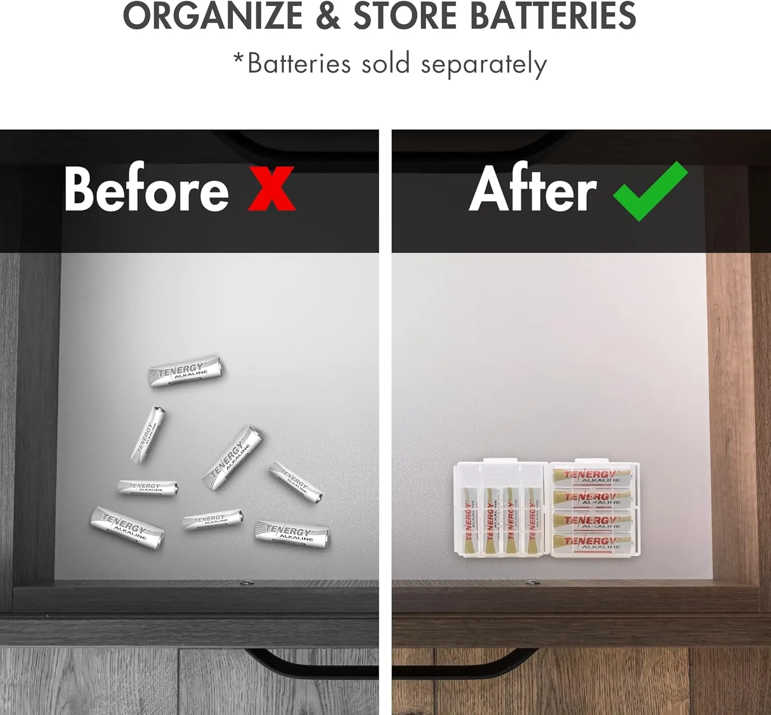 Tenergy 10 Pack Plastic Storage Case for AA/AAA Batteries (Batteries Sold Separately)