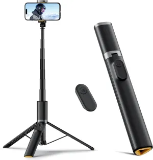 TODI 63" Cell Phone Selfie Stick Tripod, Portable Tripod for iPhone with Wireless Remote, Extendable Smartphone Stand, All-in-1, Compatible with iPhone/Android
