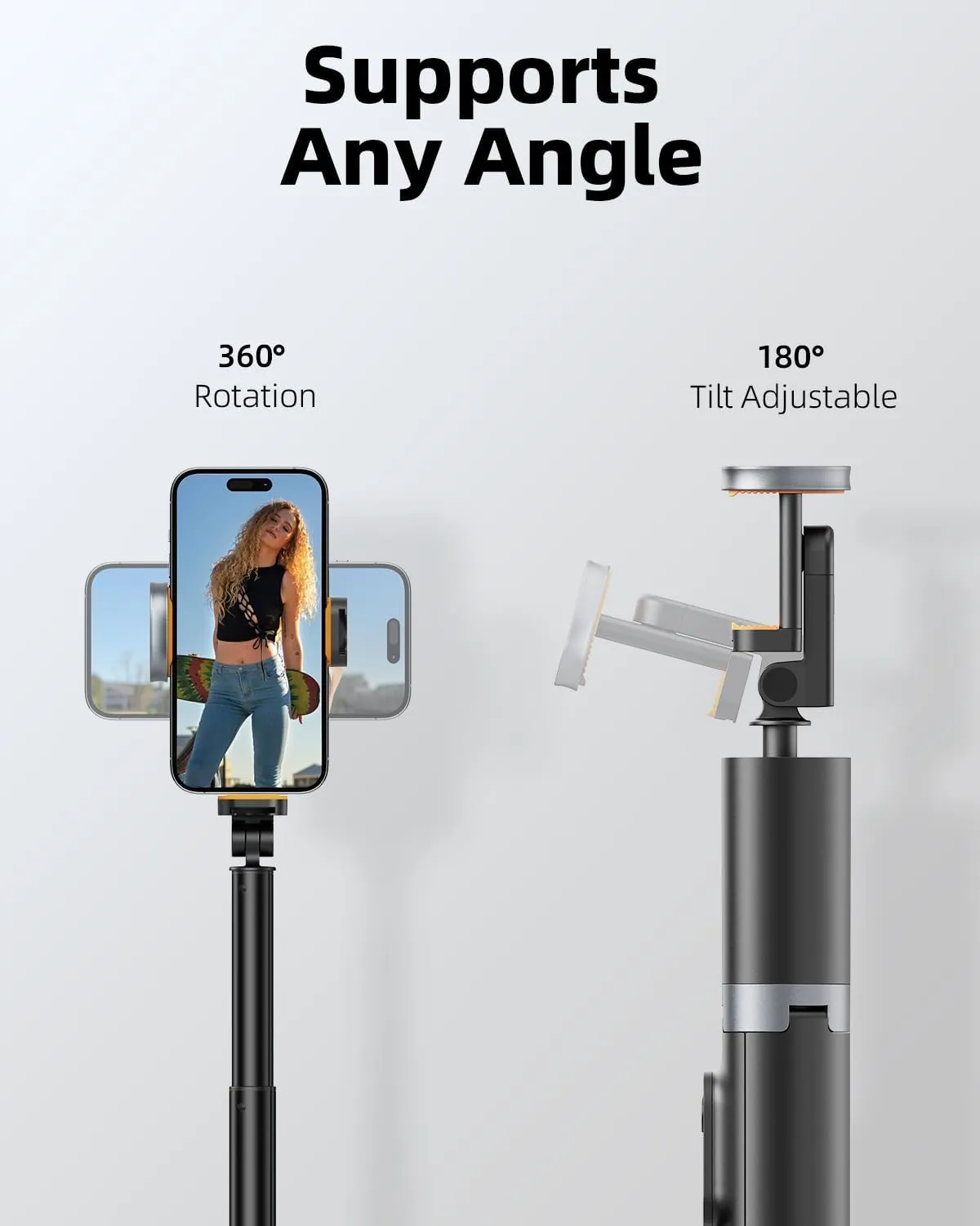 TODI 63" Cell Phone Selfie Stick Tripod, Portable Tripod for iPhone with Wireless Remote, Extendable Smartphone Stand, All-in-1, Compatible with iPhone/Android
