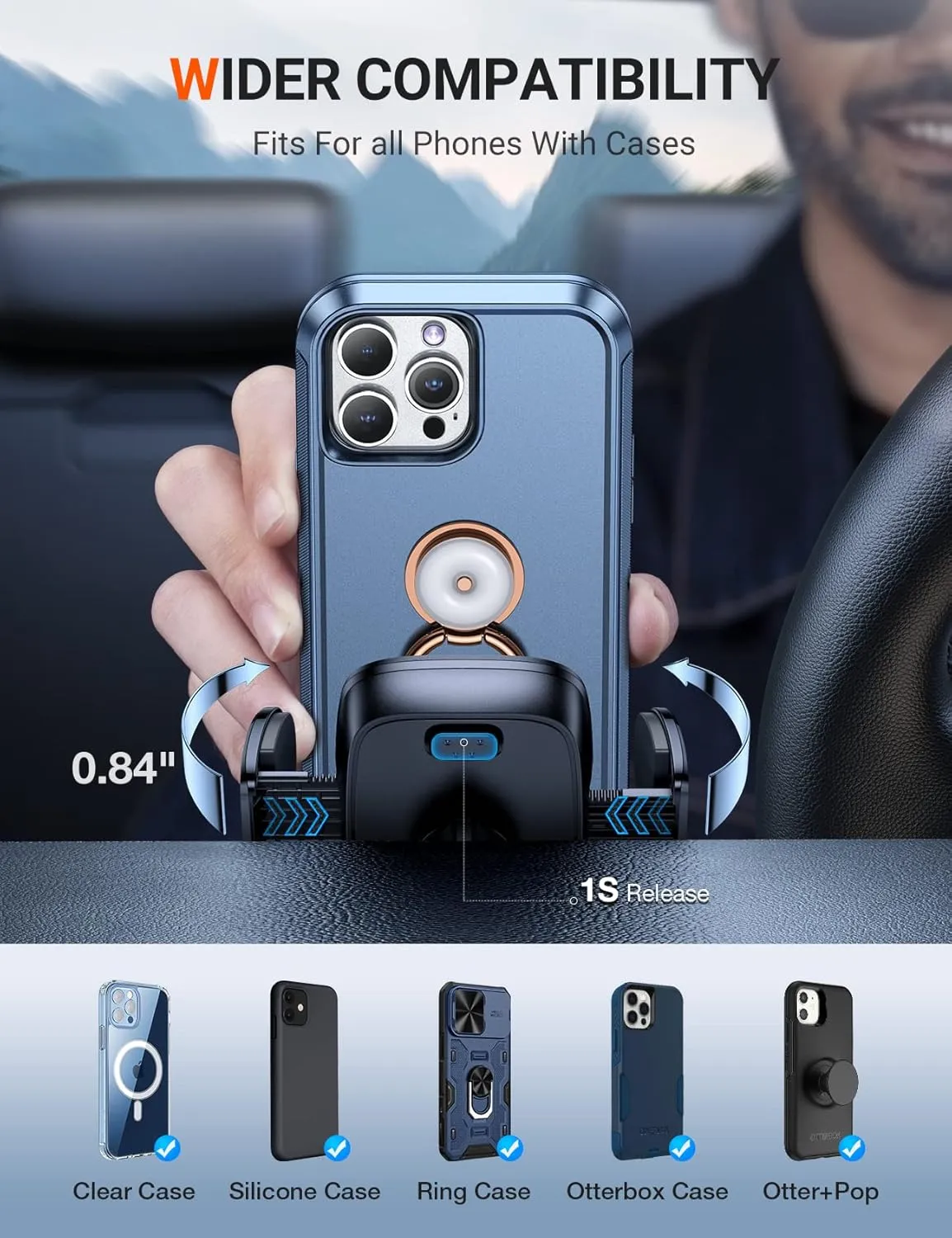 TORRAS [Ultra-Durable Cell Phone Holder for Car, Universal Mount Dashboard Windshield Vent Compatible with iPhone 16 15 14 13 12 Pro Max, Samsung Galaxy S23  Ultra S10 Note Plus