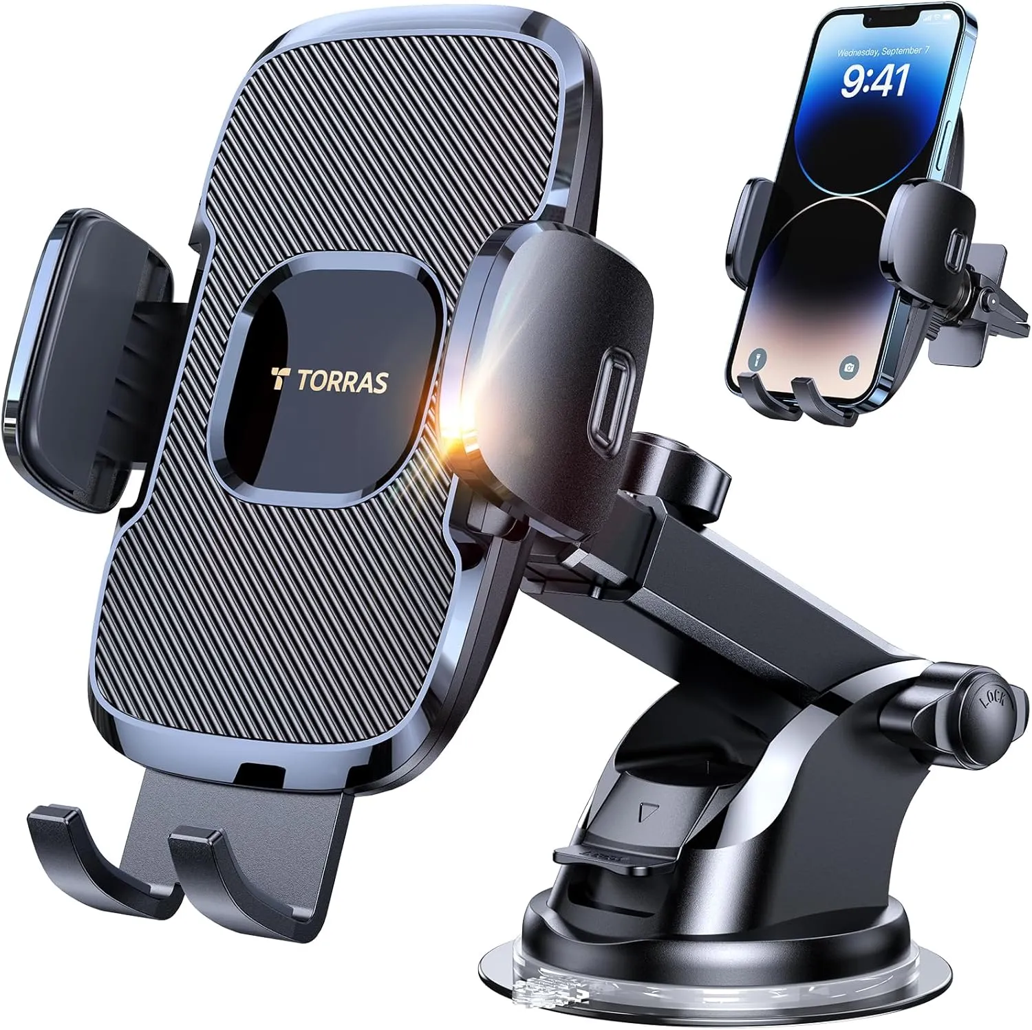 TORRAS [Ultra-Durable Cell Phone Holder for Car, Universal Mount Dashboard Windshield Vent Compatible with iPhone 16 15 14 13 12 Pro Max, Samsung Galaxy S23  Ultra S10 Note Plus