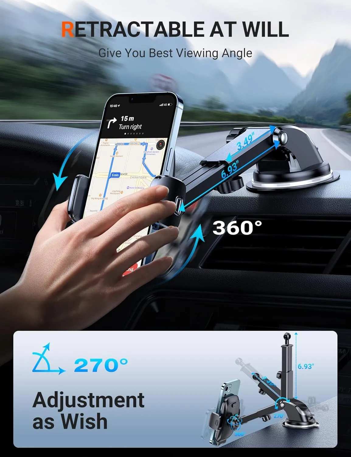 TORRAS [Ultra-Durable Cell Phone Holder for Car, Universal Mount Dashboard Windshield Vent Compatible with iPhone 16 15 14 13 12 Pro Max, Samsung Galaxy S23  Ultra S10 Note Plus