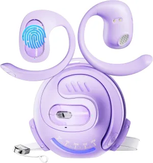 Transformers Wireless Earbuds Bluetooth 5.4 Open Ear Earbuds Sport Headphones Over The Ear Earphones with Ear Hooks,60H Playtime,IPX5 Waterproof,Dual Mic Clear Call,for Running Workout TF-T07(Lilac)