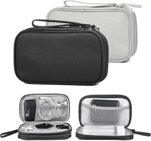 Travel Cable Organizer Double Layer with Smooth Coating Zipper,Cable Organizer Bag Electronic Accessroies Shockproof and Impact-Protective for Hard Drives,Cables,Charger,USB Card