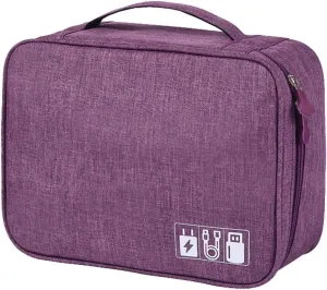 Travel Electronic Organizer, Water-repellent Cable Holder for Home, Travel Power Cord Organizer Case (Purple)