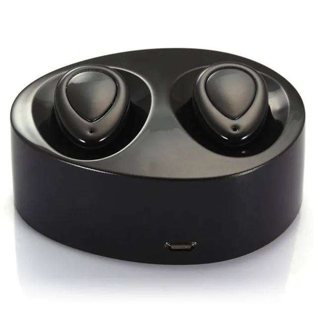True Wireless Bluetooth Free Stereo Earbuds Twin Headset w/ Rechargeable Base