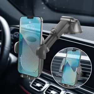 [Ultra-Durable Cell Phone Holder for Car, Universal Mount Dashboard Windshield Vent Compatible with iPhone 16 15 14 13 12 Pro Max, Samsung and All Smartphones, Dark Black