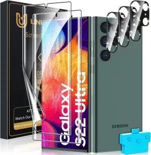 UniqueMe [ 2 3 Pack Compatible with Samsung Galaxy S22 Ultra Screen Protector, 5G 6.8 inch Flexible TPU, 3 Pack Camera Lens Protector [Support Fingerprint] [Self-Healing]