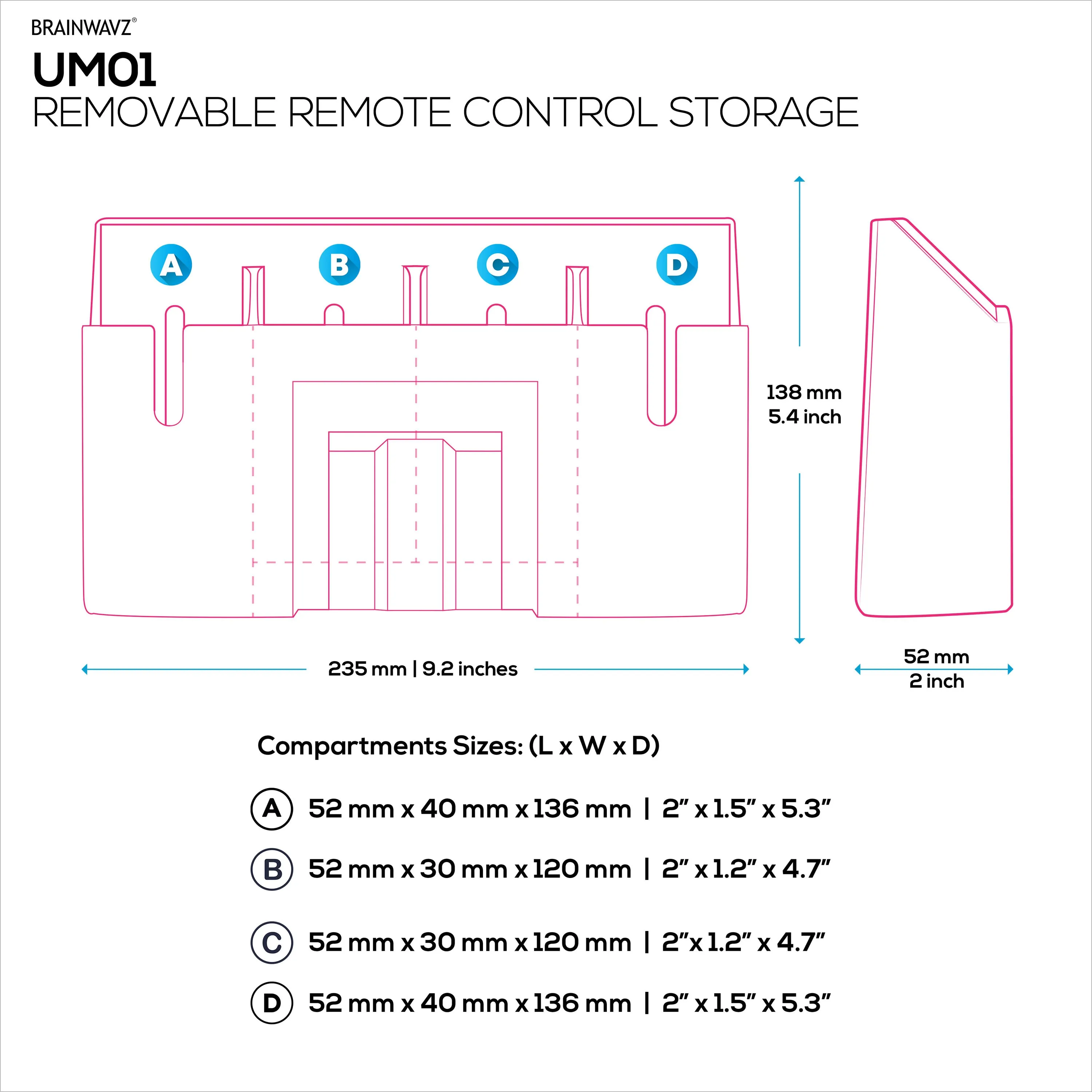 Universal Remote Control Holder  Removable Wall & Under-Desk Mount for TV, DVD, Streaming, AC Remotes & More  Space-Saving Organizer