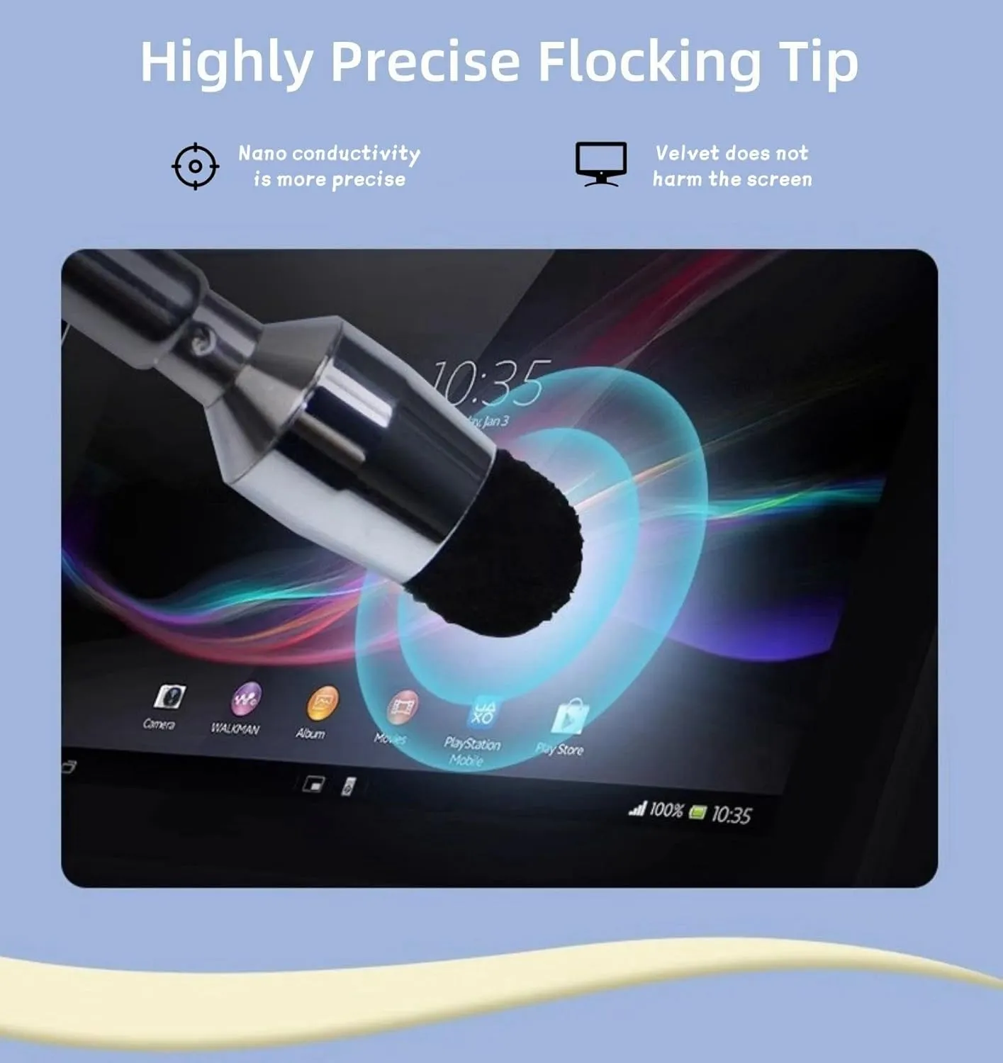 Universal Telescopic Stylus Pen for Touch Screens,Retractable Pointer Stick & Stylus with Special Flocking Tip,Extendable High Precision & Soft, Stylus Pen for Touch Screens (White)