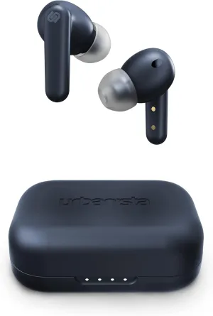 Urbanista True Wireless Earbuds Headphones with Active Noise Cancelling, 25 Hours Playtime, Touch Controls & 6 Microphones for Clear Calling, Bluetooth 5.0 Earphones, London, Blue