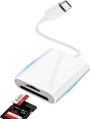 USB C SD TF Card Reader 2in 1 High Speed High Capacity No Need to Download App Support Transfer Video, Picture, File Micro SD Card Reader Compatible Phone 15/16 Pro Max Pad Pro MacBook Pro/Android