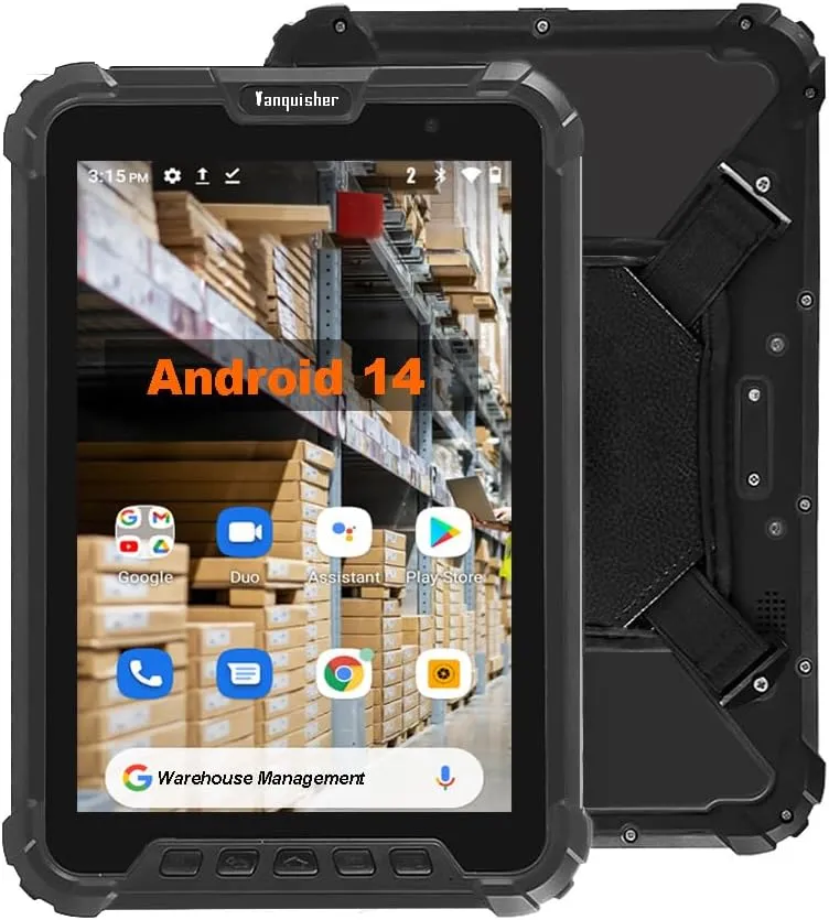 Vanquisher 2025 Launched Ultra Rugged 8-inch Enterprise Tablet PC, Android 14 Warehouse Tablet with 2D Barcode Scanner | 8GB 128GB Large Memory | 10000mAh High Capacity Battery | IP67 Waterproof