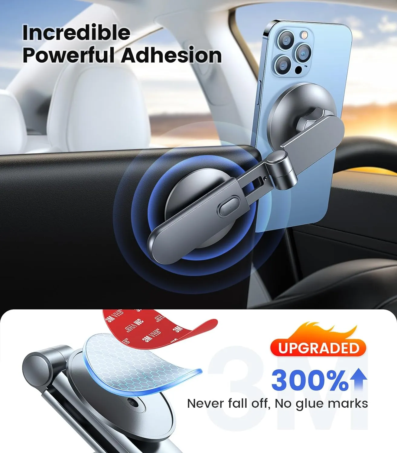 VICSEED Tesla Phone MountStrongest Magnet PowerMagSafe Car Mount for Tesla Model 3 Model Y, Foldable Hidden Phone Holder Fit for All Phone, Tesla Model 3 Accessories
