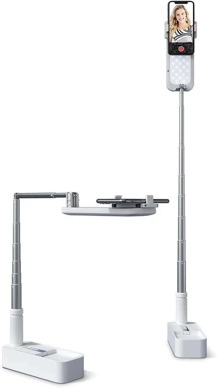 Viozon Extendable Selfie Stand 360 Rotation with Phone Holder, Rechargeable Wireless Foldable 7 Brightness LED Light for Live Streaming/YouTube/Tiktok/Video Recording/Photography/Reading (V6W)