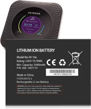 W-10A Battery,[5040mAh] New Upgrade Ultra-high Capacity 0 Cycle Battery Replacement for Netgear MR1100 AT&T Nighthawk M1 LTE Mobile Hotspot Router Netgear 308-10019-01 W-10 W-10