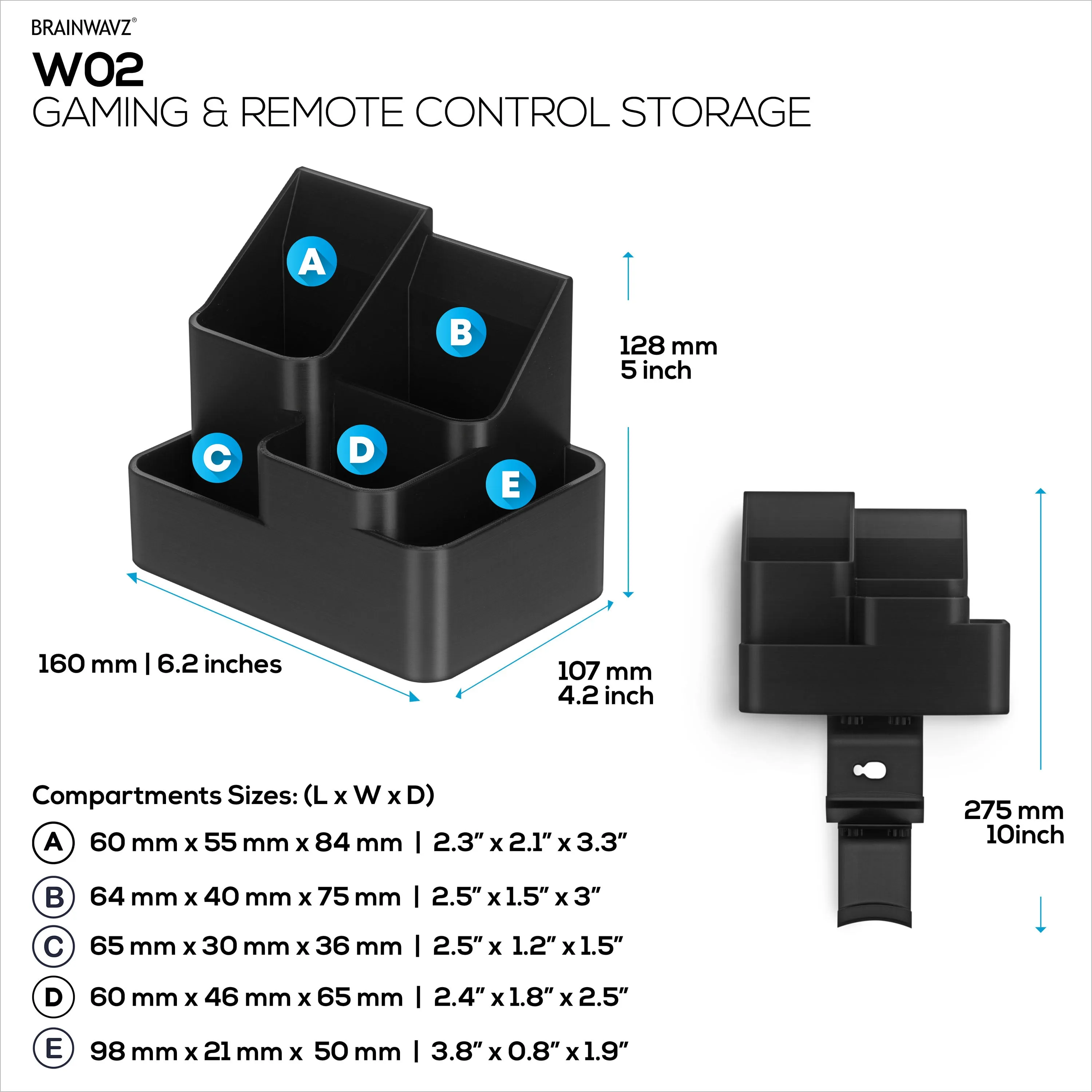Wall-Mounted Remote & Gaming Organizer  Remote/Mobile Holder with Removable Headset & Controller Hangers