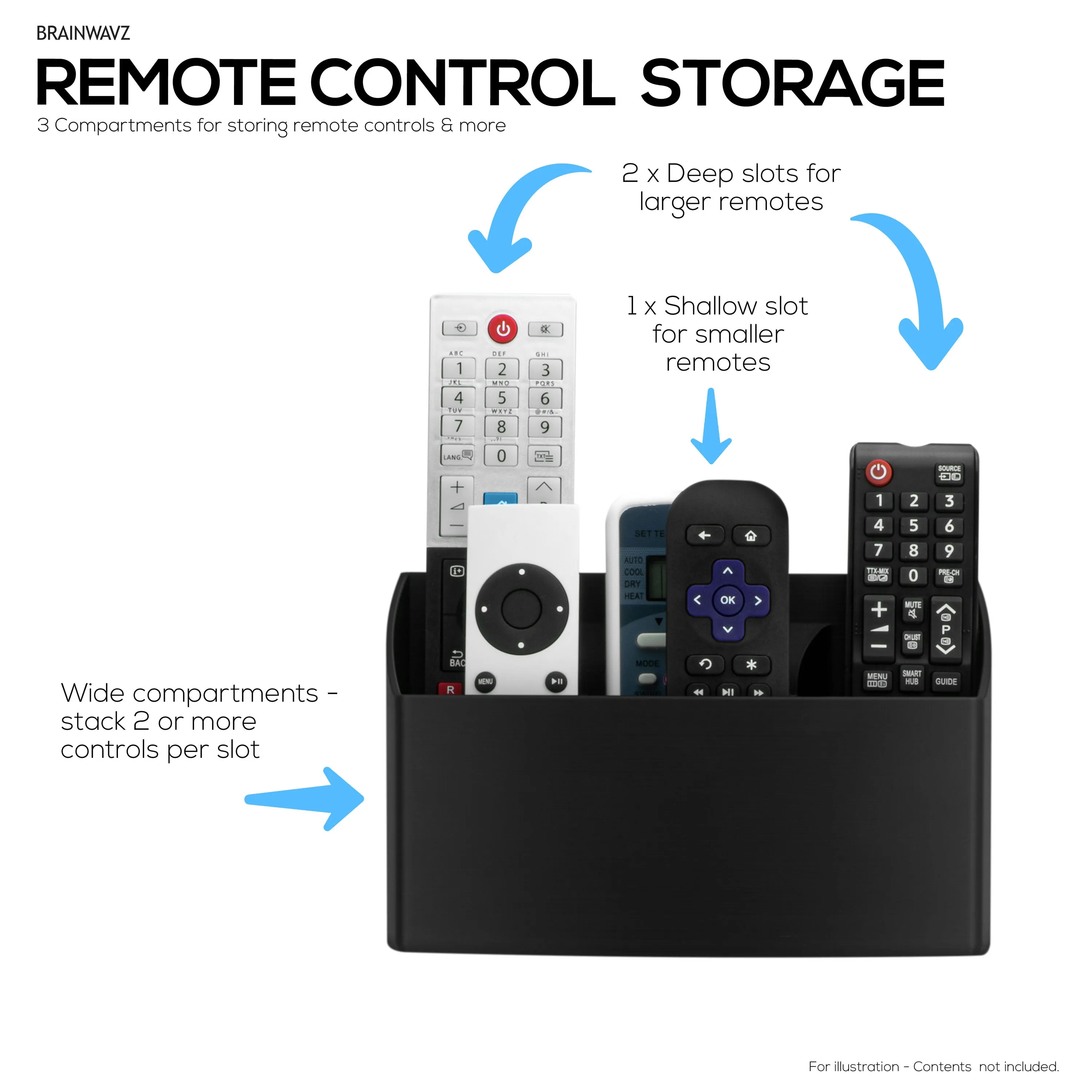 Wall-Mounted TV Remote Control & Gaming Organizer  Remote Holder with Removable Headset & Controller Hangers