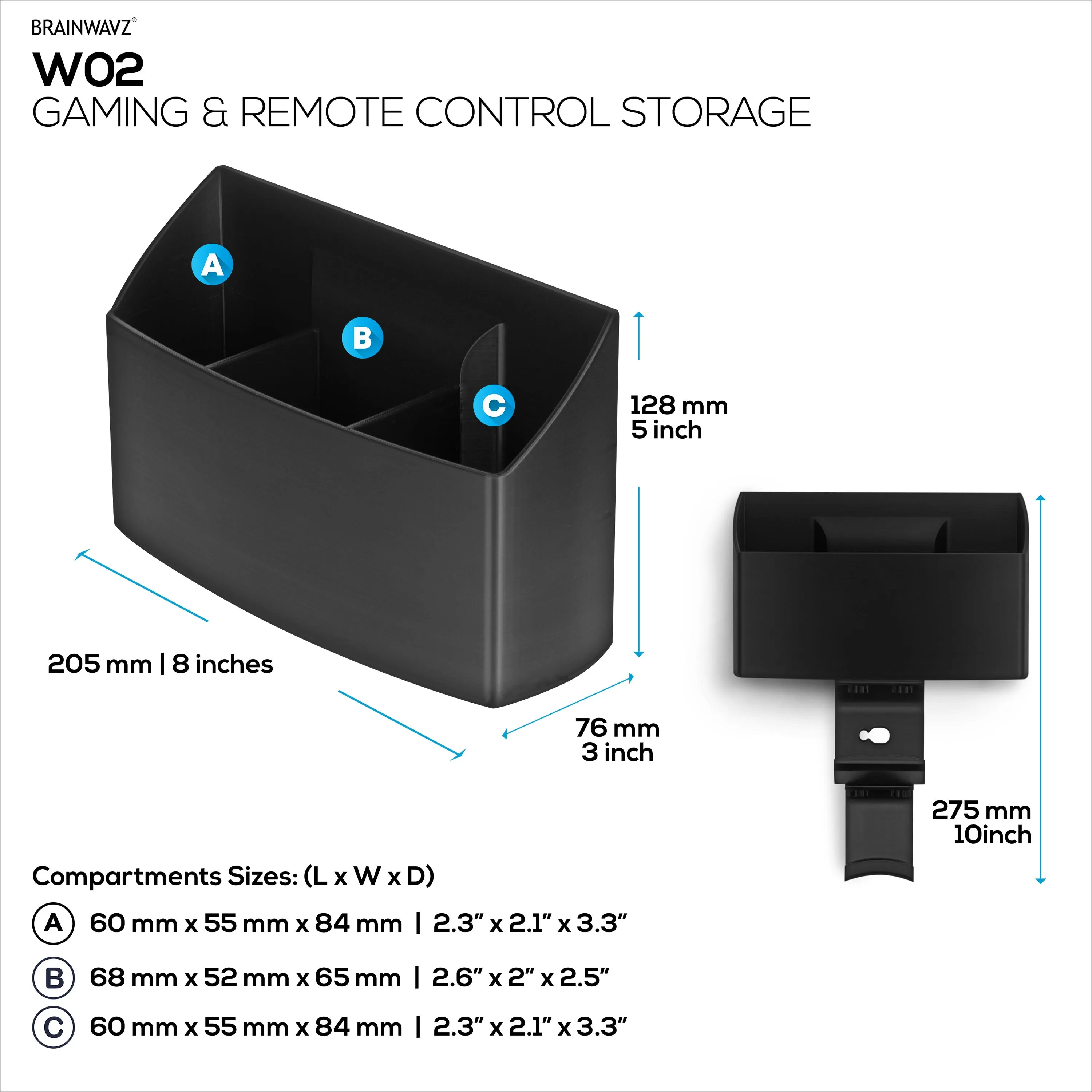 Wall-Mounted TV Remote Control & Gaming Organizer  Remote Holder with Removable Headset & Controller Hangers