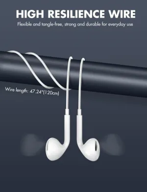 Wired Earbuds in-Ear Headphones, Earphones with Microphone, Noise Isolation Corded for 3.5mm Jack Ear Buds, Kids, School Students, 2 Packs, Black and White
