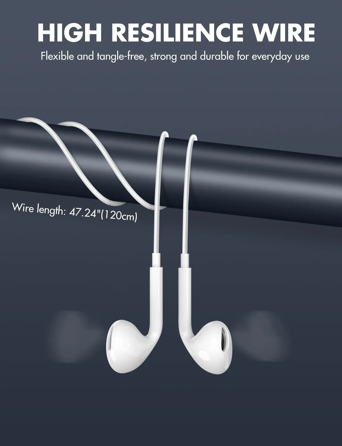 Wired Earbuds in-Ear Headphones, Earphones with Microphone, Noise Isolation Corded for 3.5mm Jack Ear Buds, Kids, School Students, 2 Packs, Black and White