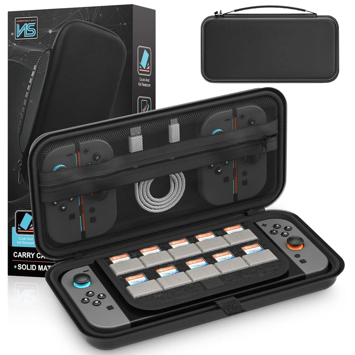 XIONZIJA Switch 2 Carry Case 2025, Nintendo Switch 2 Carrying case with 10 Game Cartridges and Pocket for Switch 2 Accessories.